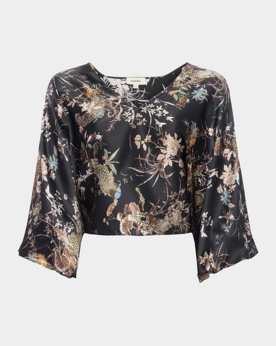 Tapestry Jungle Parma Kimono-Sleeve Blouse
